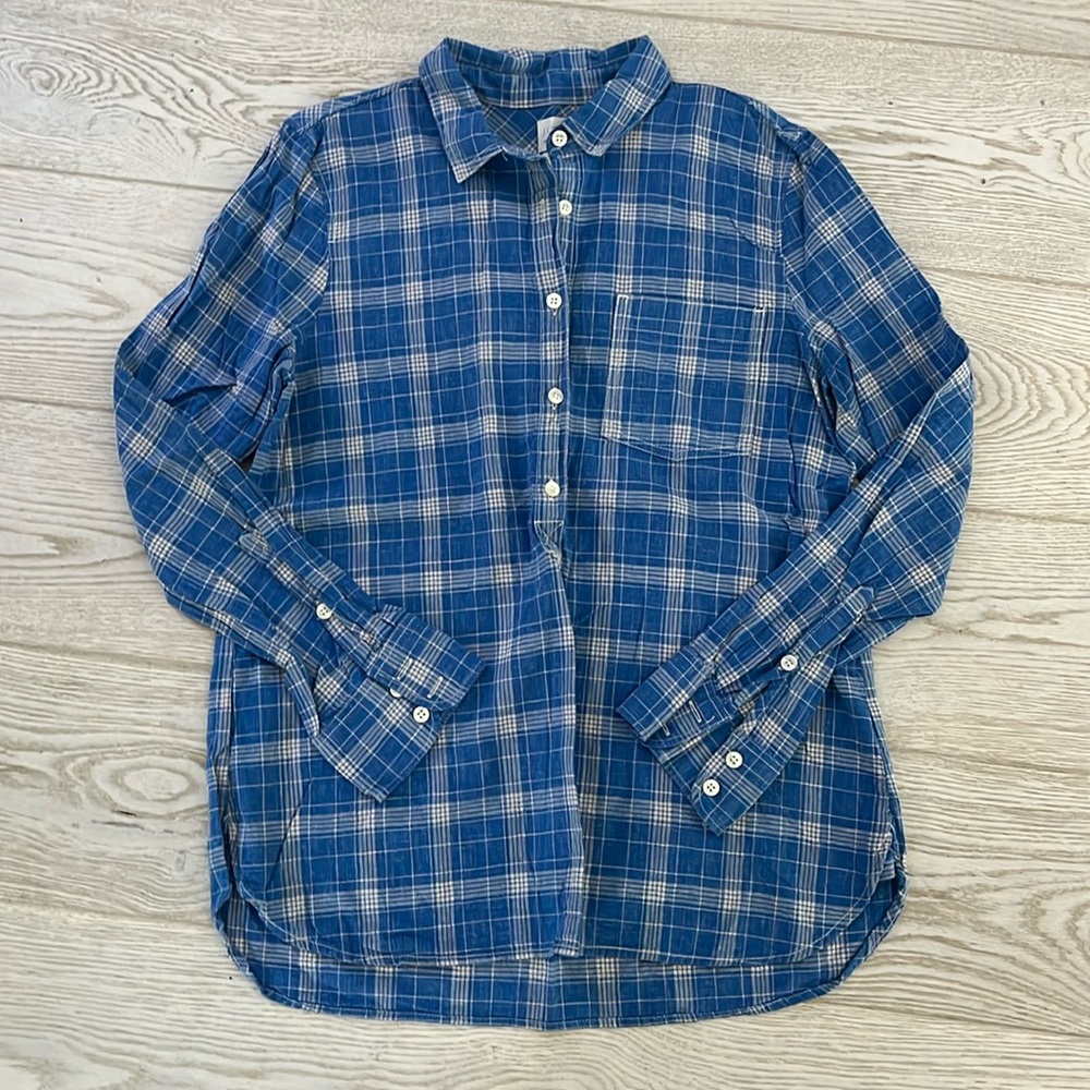 J.Crew size small Boy Fit plaid 1/2 button shirt.